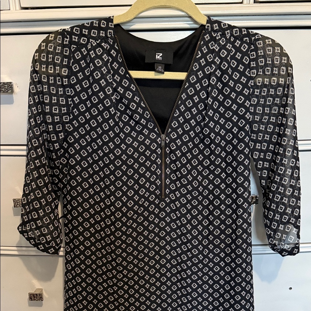 Iz Byer Black and White Patterned Dress